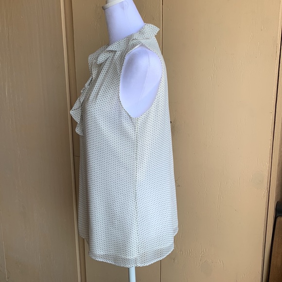 Banana Republic Sz 2 Black & White Polka Dot Sleeveless Top - Picture 3 of 7